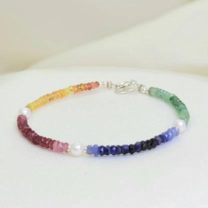 Pulsera Multi Zafiros con Perla