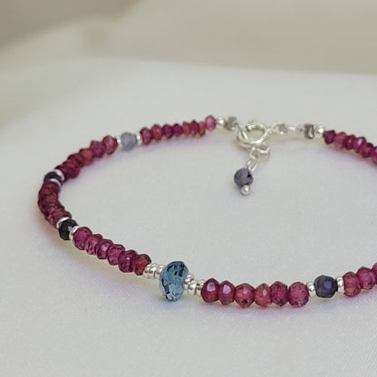 Pulsera Topacio London Blue y Granate