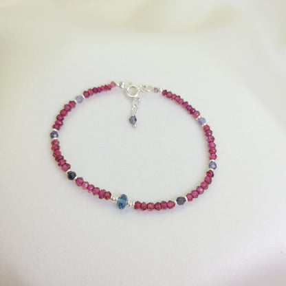 Pulsera Topacio London Blue y Granate