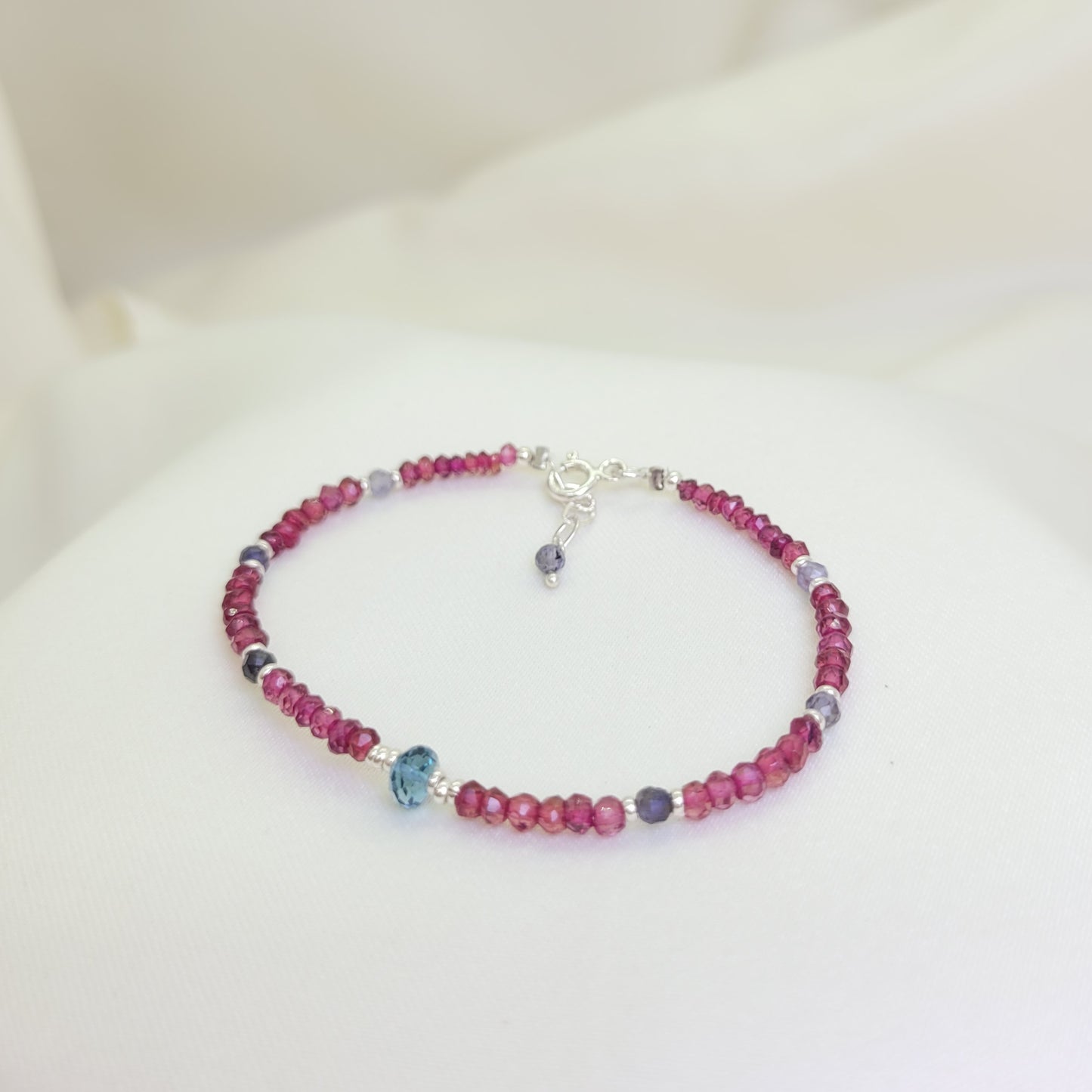 Pulsera Topacio London Blue y Granate
