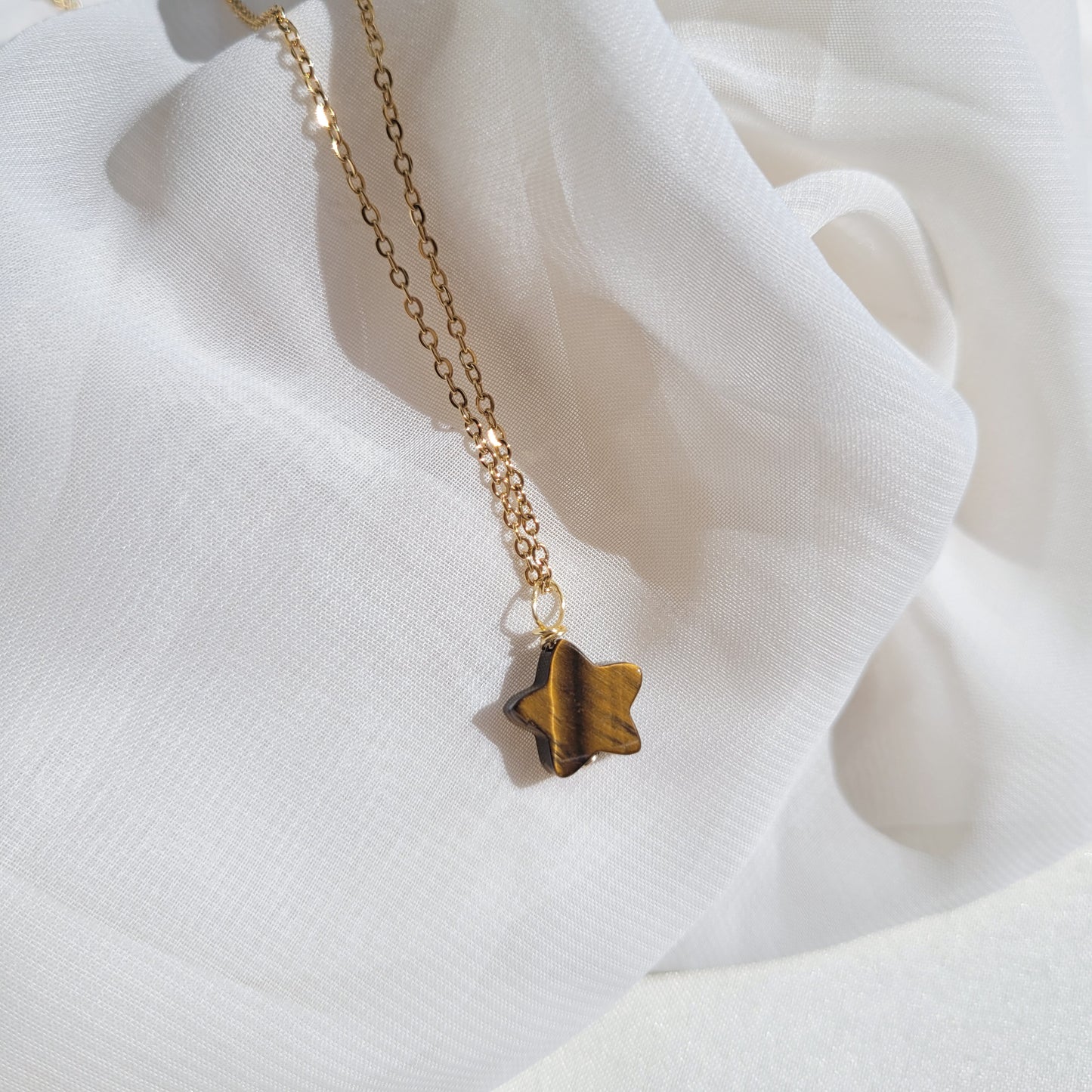 Collar Estrella Ojo de Tigre Acero