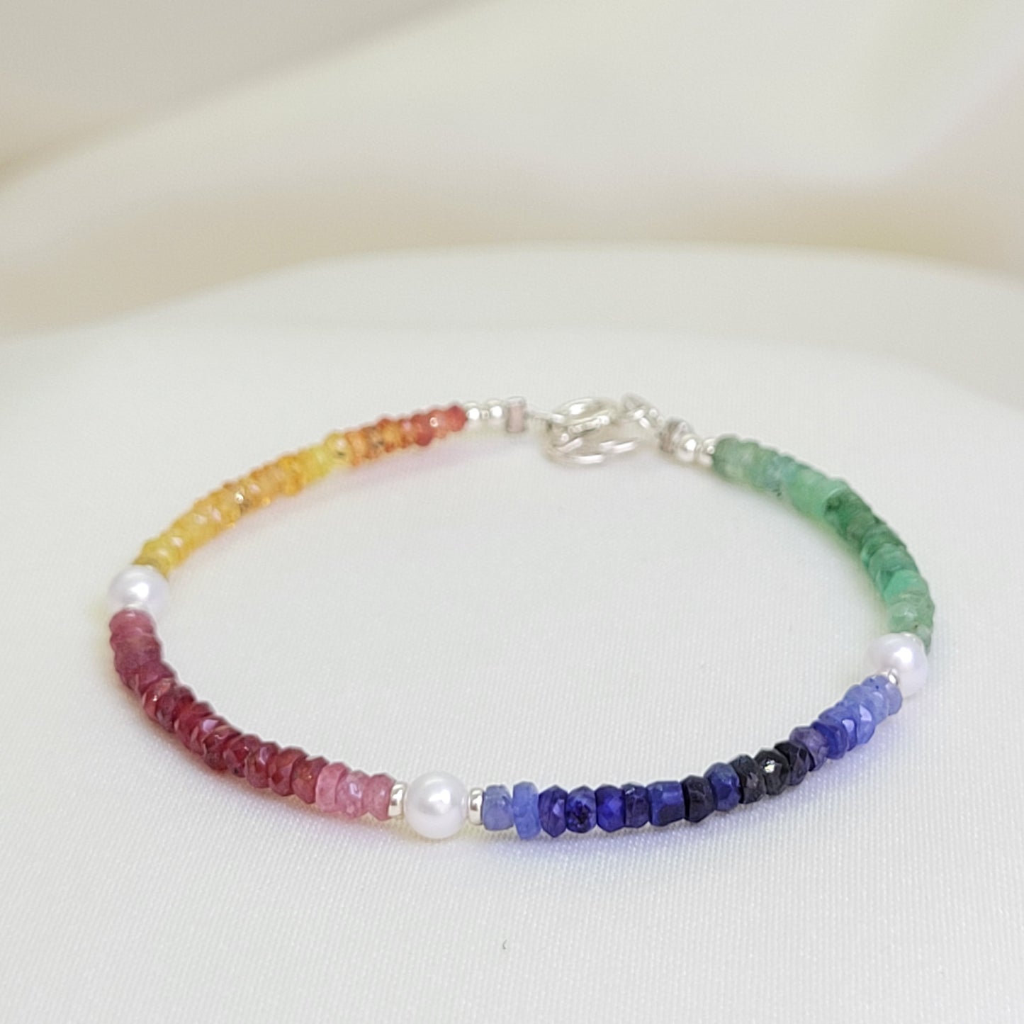 Pulsera Multi Zafiros con Perla