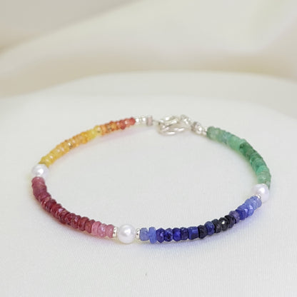 Pulsera Multi Zafiros con Perla