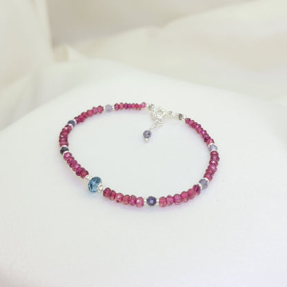 Pulsera Topacio London Blue y Granate
