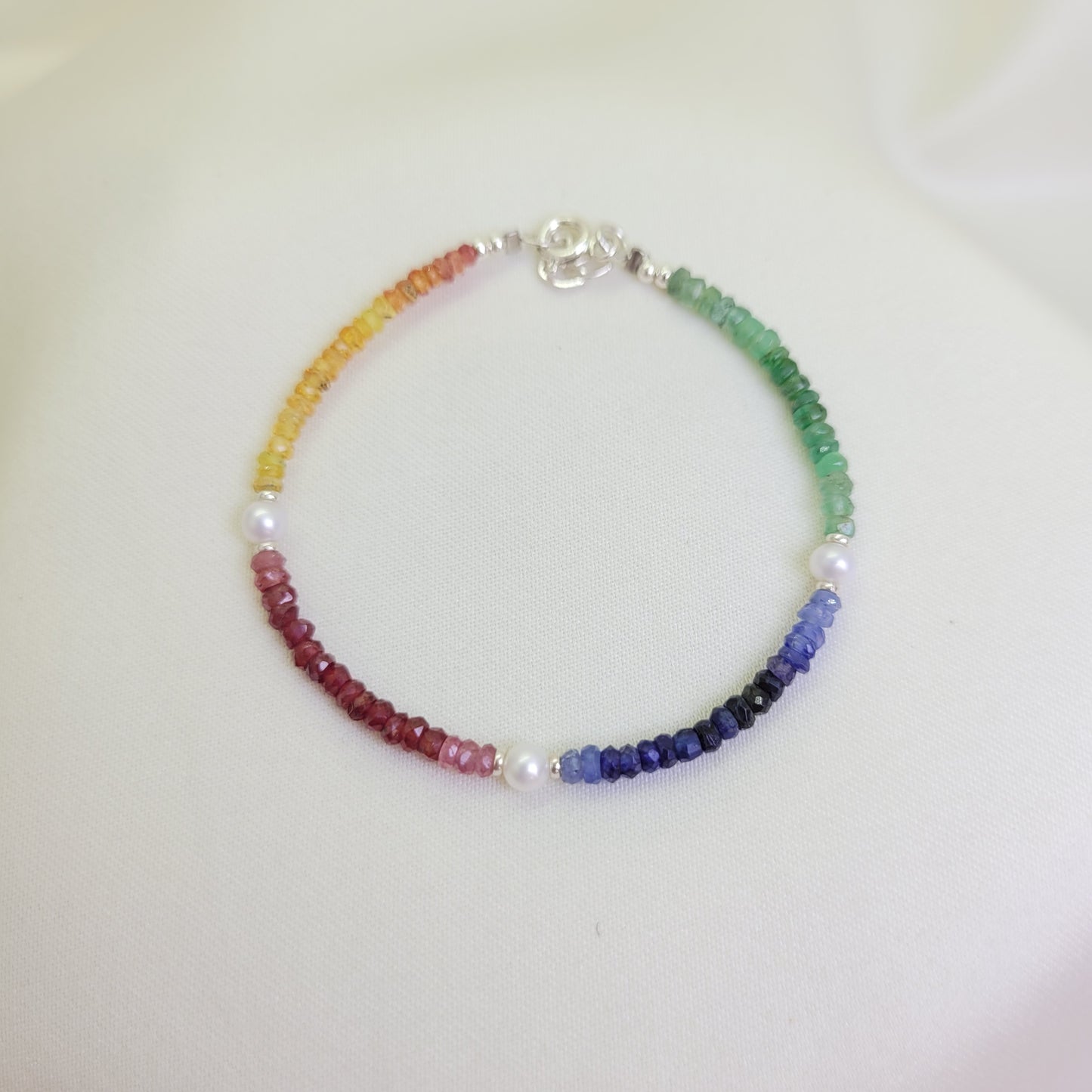 Pulsera Multi Zafiros con Perla