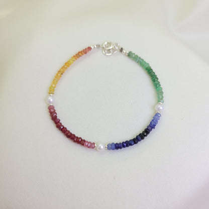 Pulsera Multi Zafiros con Perla
