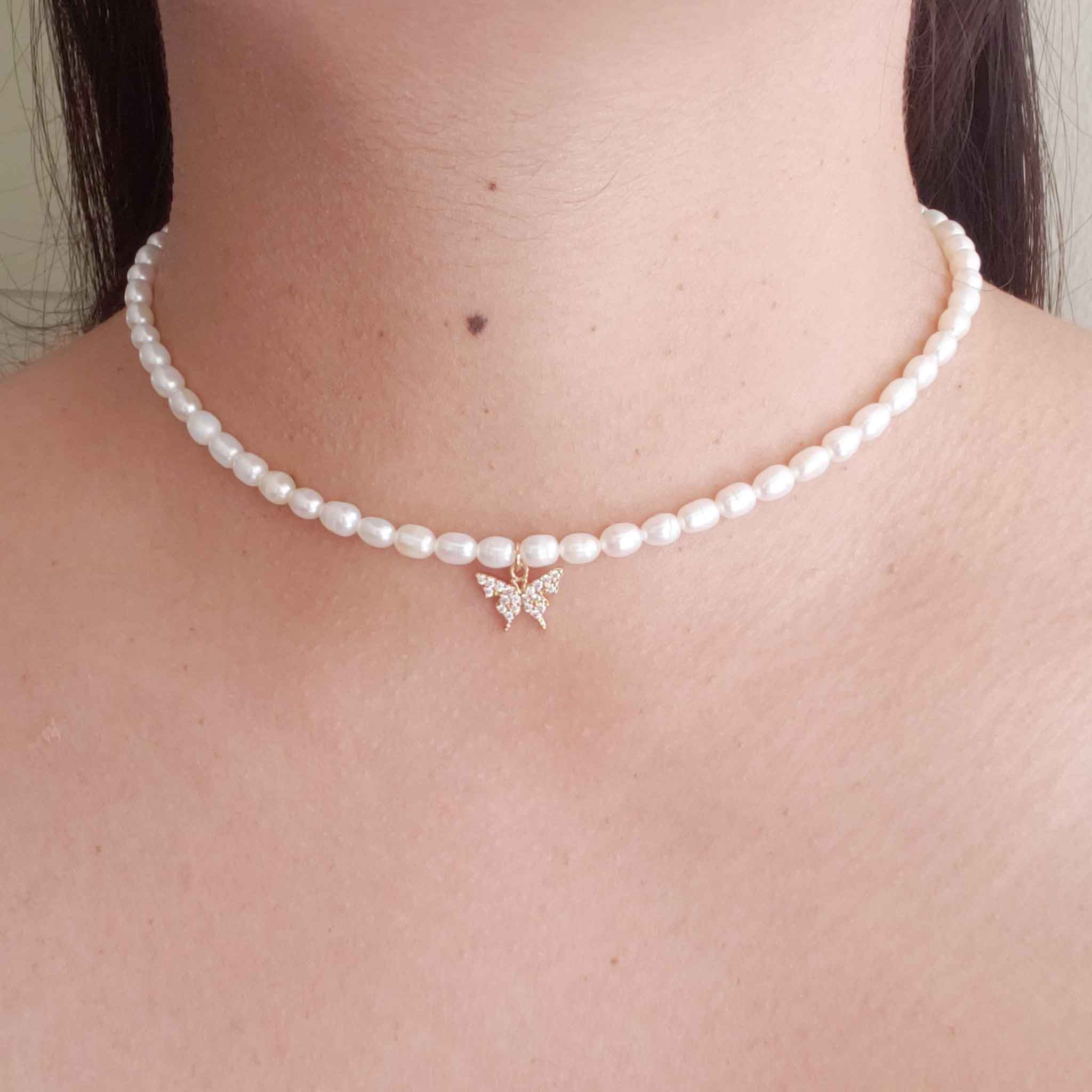 Chocker perla mariposa