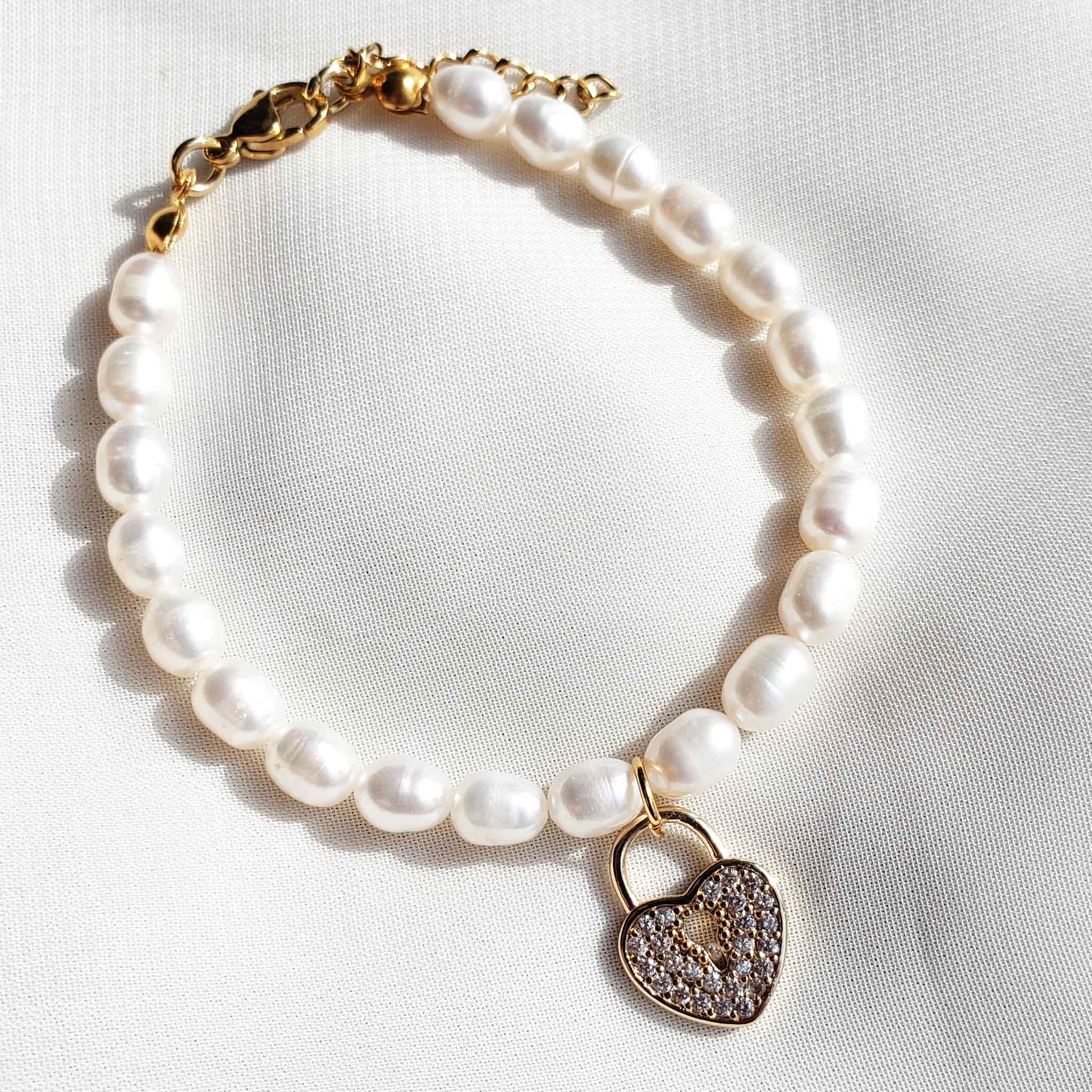 Pulsera perla corazón