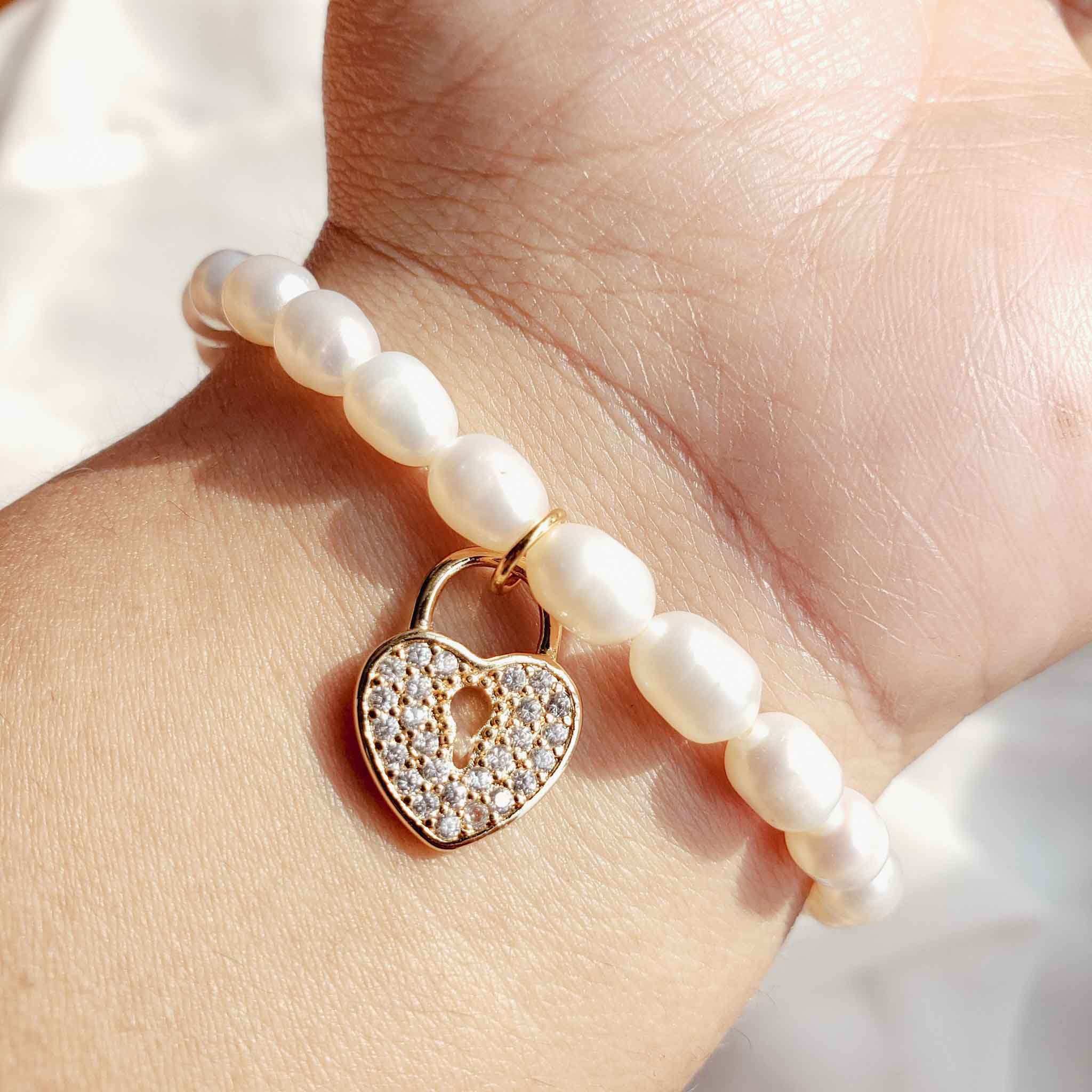 Pulsera perla corazón